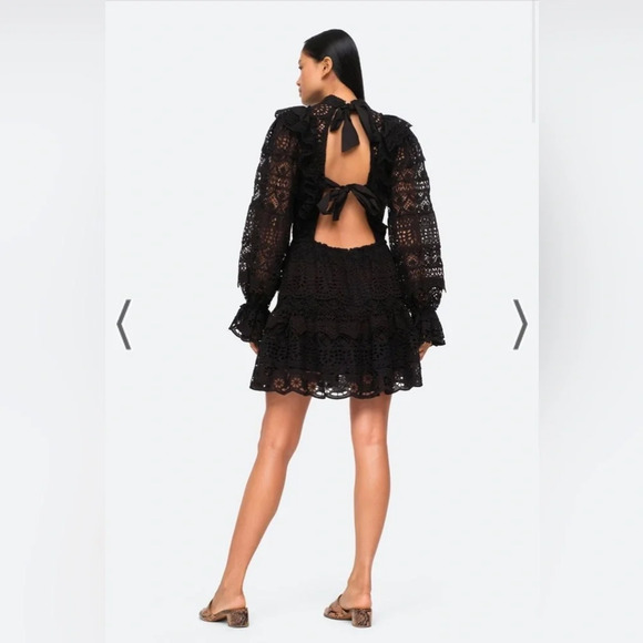 NWT Sea New York Patrizia Lace Open Back Mini Dress in Black Size 2 - Picture 3 of 9